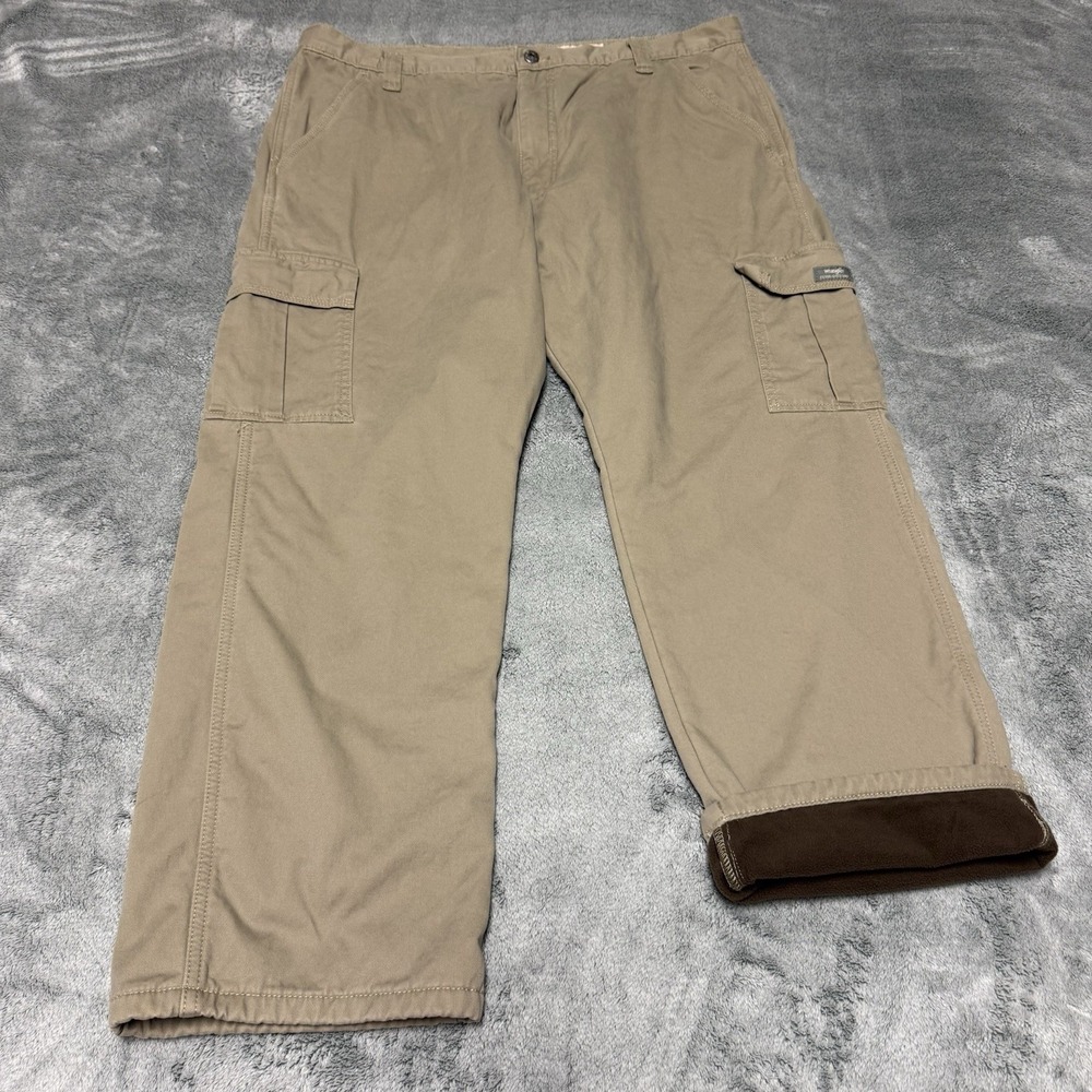 Wrangler Relaxed Fit Fleece Lined Cargo Pants Men 40x30 Khaki Workwear Gorpcore